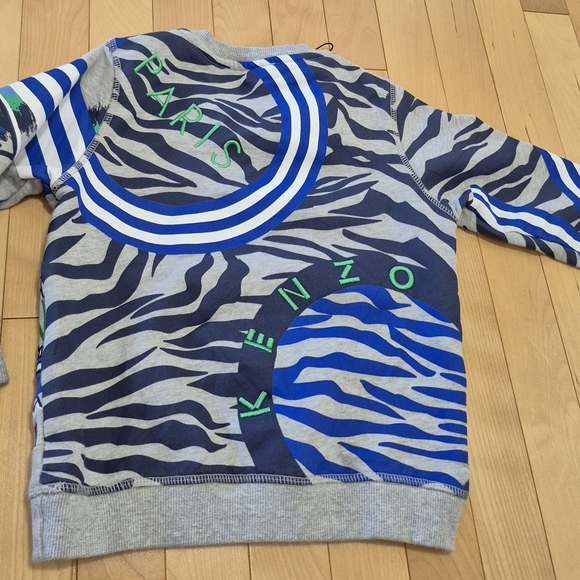 Kenzo Kids Blue and Gray Zebra Print Top - Picture 1 of 6